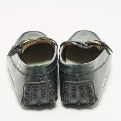 Pre Owned Tod's Size 37 Green Patent Leather Driver Buckle Detail Loafers