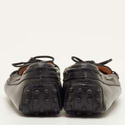 Pre Owned Tod's Size 39 Black Lizard Embossed Leather Slip On Loafers