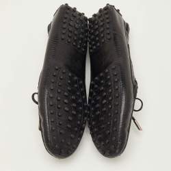 Pre Owned Tod's Size 39 Black Lizard Embossed Leather Slip On Loafers