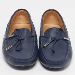 Pre Owned Tod's Size 40 Navy Blue Leather Driver Loafers