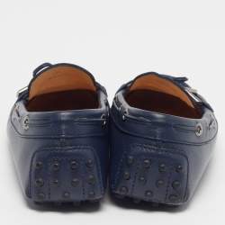 Pre Owned Tod's Size 40 Navy Blue Leather Driver Loafers