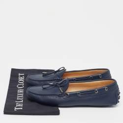 Pre Owned Tod's Size 40 Navy Blue Leather Driver Loafers