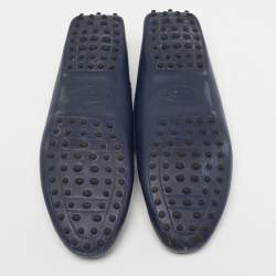 Pre Owned Tod's Size 40 Navy Blue Leather Driver Loafers