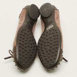 مملوكة مسبقًا Tod's Size 40.5 Brown Leather And Suede Ballet Flats