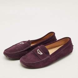 Pre Owned Tod's Gommino Size 38 Purple Suede Loafers