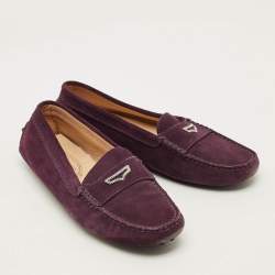 Pre Owned Tod's Gommino Size 38 Purple Suede Loafers