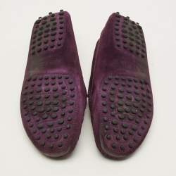 Pre Owned Tod's Gommino Size 38 Purple Suede Loafers
