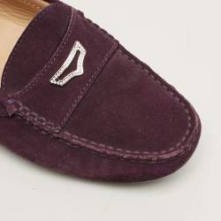 Pre Owned Tod's Gommino Size 38 Purple Suede Loafers