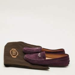 Pre Owned Tod's Gommino Size 38 Purple Suede Loafers