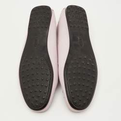 Pre Owned Tod's Size 39 Pink Nubuck Leather Laser Cut Fringe Slip On Loafers