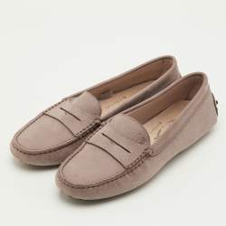 مملوكة مسبقًا Tod's Gommino Size 36.5 Taupe Brown Leather Slip On Loafers