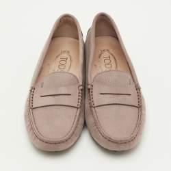 مملوكة مسبقًا Tod's Gommino Size 36.5 Taupe Brown Leather Slip On Loafers