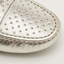مملوكة مسبقًا Tod's Gommino Size 36.5 Metallic Leather Studded Slip On Loafers