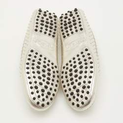 مملوكة مسبقًا Tod's Gommino Size 36.5 Metallic Leather Studded Slip On Loafers