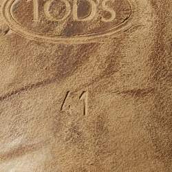 Pre Owned Tod's Double T Size 41 Black Leather Block Heel Slide Sandals