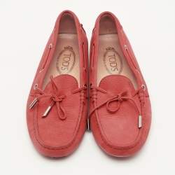 Pre Owned Tod's Gommino Size 40 Red Leather Slip On Loafers
