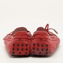 Pre Owned Tod's Gommino Size 40 Red Leather Slip On Loafers