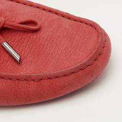 Pre Owned Tod's Gommino Size 40 Red Leather Slip On Loafers