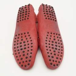 Pre Owned Tod's Gommino Size 40 Red Leather Slip On Loafers