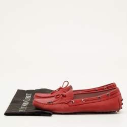 Pre Owned Tod's Gommino Size 40 Red Leather Slip On Loafers