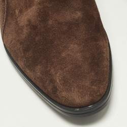 Pre Owned Tod's Size 38.5 Brown Suede Buckled Ankle Length Boots