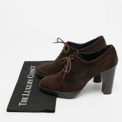 Pre Owned Tod's Size 40.5 Brown Suede Loafer Pumps