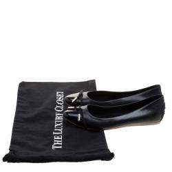 Pre Owned Tod's Navy Blue Leather Cap Toe Ballet Flats Size 36