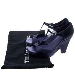 مملوكة مسبقًا Tod's Blue Suede T-Strap Platform Wedge Sandals Size 38