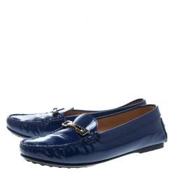 Tod's Blue Patent Leather Horsebit Loafers Size 38.5