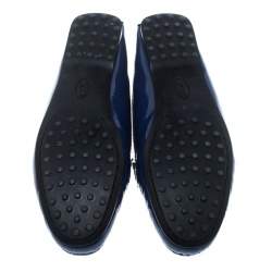 Tod's Blue Patent Leather Horsebit Loafers Size 38.5