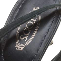 Pre Owned Tod's Dark Green Suede Slingback Sandals Size 40