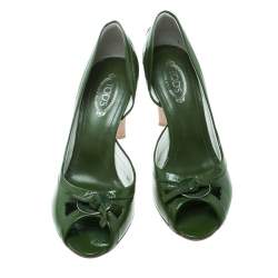 مملوكة مسبقًا Tod's Olive Green Leather D'orsay Pumps Size 36