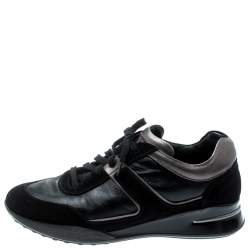 Pre Owned Tod's By T Project Black Suede And Metallic Leather Lace Up Sneakers Size 38