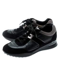 Pre Owned Tod's By T Project Black Suede And Metallic Leather Lace Up Sneakers Size 38