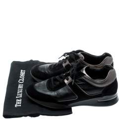 Pre Owned Tod's By T Project Black Suede And Metallic Leather Lace Up Sneakers Size 38
