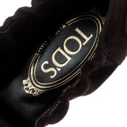 Pre Owned حذاء فلات باليه تودز فيونكة مرصع سويدي بني مقاس 37