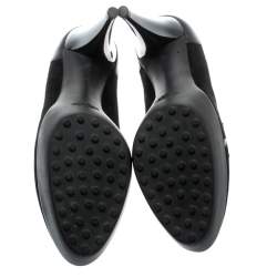 Pre Owned حذاء كعب عالي لوفرز تودز نعل سميك بني جلد وسويدي أسود مقاس 38