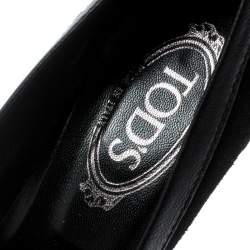 Pre Owned حذاء كعب عالي لوفرز تودز نعل سميك بني جلد وسويدي أسود مقاس 38