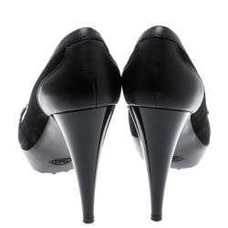 Pre Owned حذاء كعب عالي لوفرز تودز نعل سميك بني جلد وسويدي أسود مقاس 38