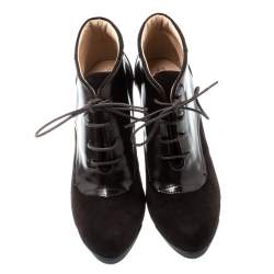 Tod's Brown Suede And Leather Lace Up Platform Booties Size 37.5