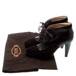 Tod's Brown Suede And Leather Lace Up Platform Booties Size 37.5