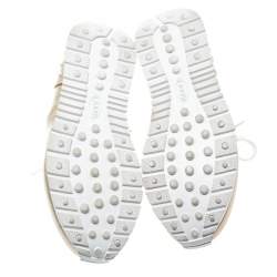 Pre Owned Tod's Metallic Gold Leather Allaciata Studded Lace Up Sneakers Size 39