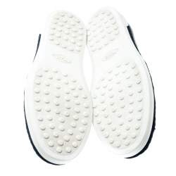 Pre Owned Tod's Blue Leather Sequin Embellished Espadrille Slip On Sneakers Size 37