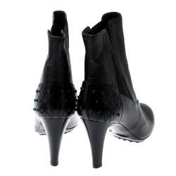 Pre Owned Tod's Dark Brown Leather Ankle Boots Size 37.5