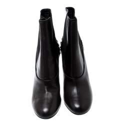 Pre Owned Tod's Dark Brown Leather Ankle Boots Size 37.5