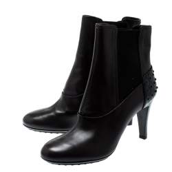 Pre Owned Tod's Dark Brown Leather Ankle Boots Size 37.5