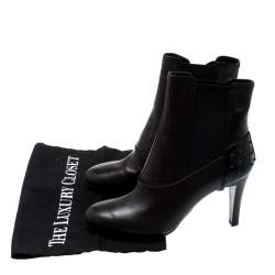 Pre Owned Tod's Dark Brown Leather Ankle Boots Size 37.5