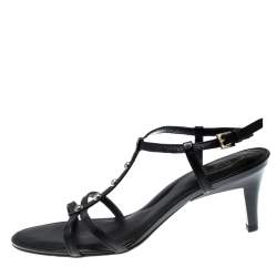 Tod's Black Leather T-Strap Sandals Size 38