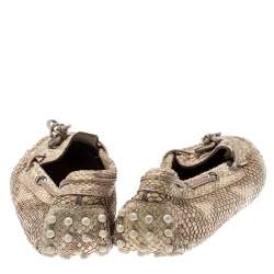 Tod's Beige Python Leather Bow Loafers Size 35.5