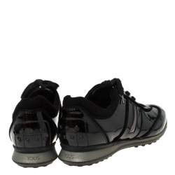 Pre Owned Tod's Black Patent Leather Lace Up Sneakers Size 38.5